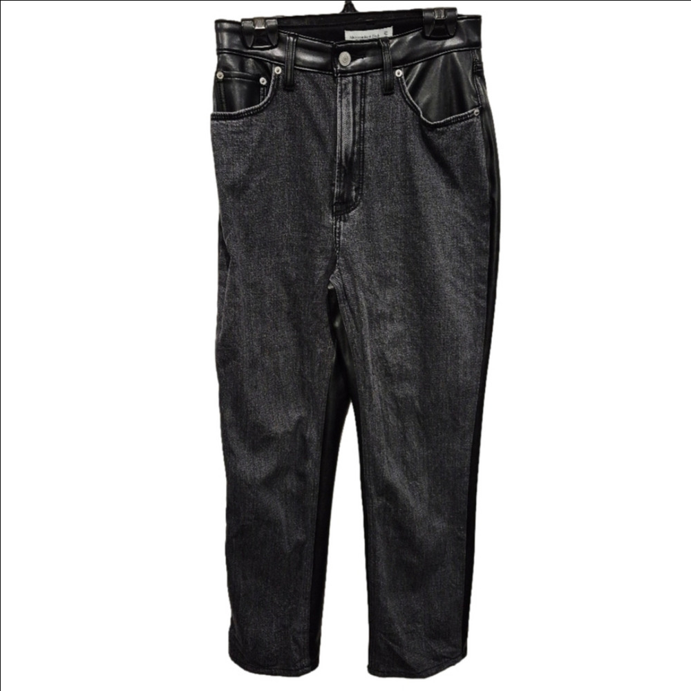 Abercrombie & Fitch Black Ultra High Rise Faux Leather Jeans
